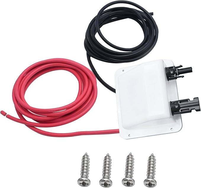 VIKKSAER Solar Cable Entry Gland Box with 10FT 10AWG Soft Solar Extension Cable and Connector, UV Resistance Dual Cable Entry Gland Housing on RVs, Caravans, Boats, Campers (White(10FT))