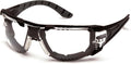 Pyramex Endeavor Plus Safety Glass Black/Gray Frame With Foam Padding Clear H2MAX Anti-fog Lens