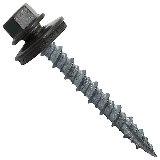 Metal ROOFING SCREWS: (250) 10 x 1-1/2" Dark Bronze Hex Head Sheet Metal Roof Screw. Self starting metal to wood siding screws. EPDM washer. Colored head
