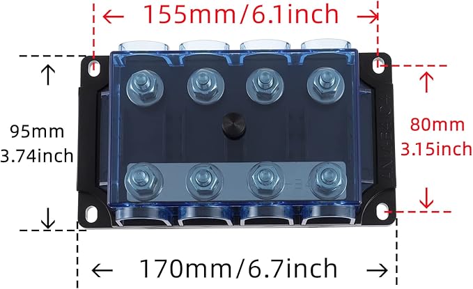 BOJACK 4-Way AMG Mega Fuse Holder (Pack of 1 ANM-B4)