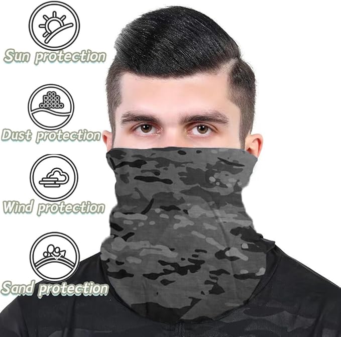 Neck Gaiter Face Cover Bandana Mask Scarf, Breathable Sun& Dust-proof for Cycling Running Fishing Hiking