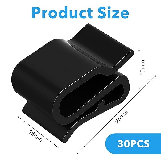 30 Pcs Trailer Frame Wire Clips, Solar Panel Clip, Plastic Wires Clip, Cable Clips Outdoor, S-Clip, Solar Panel Double Wire Clamps, Electrical Cord Management (Black, 25 x 16mm)