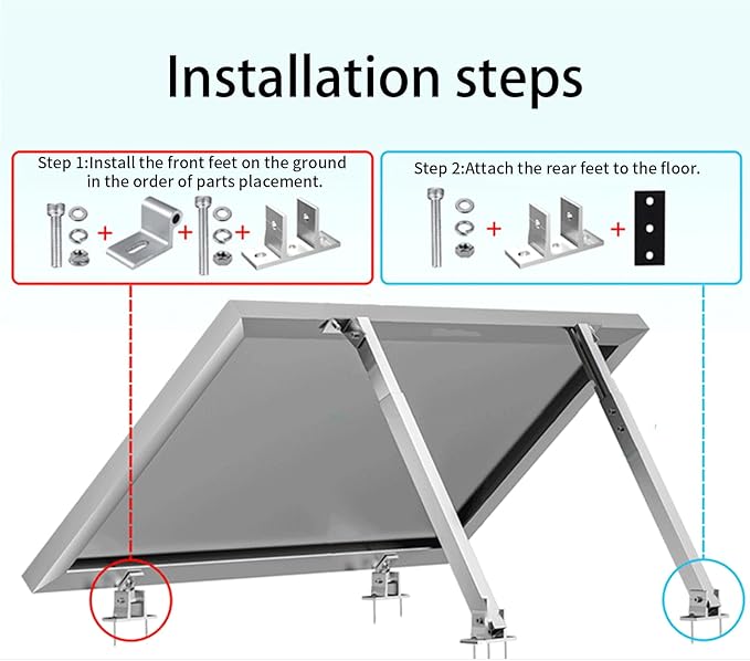 4 Set Solar Panel Mounting Bracket Foot,Aluminum Alloy Solar PV Front Support Solar Panel Bracket Support Feet Suitable for Gird Roof Installation