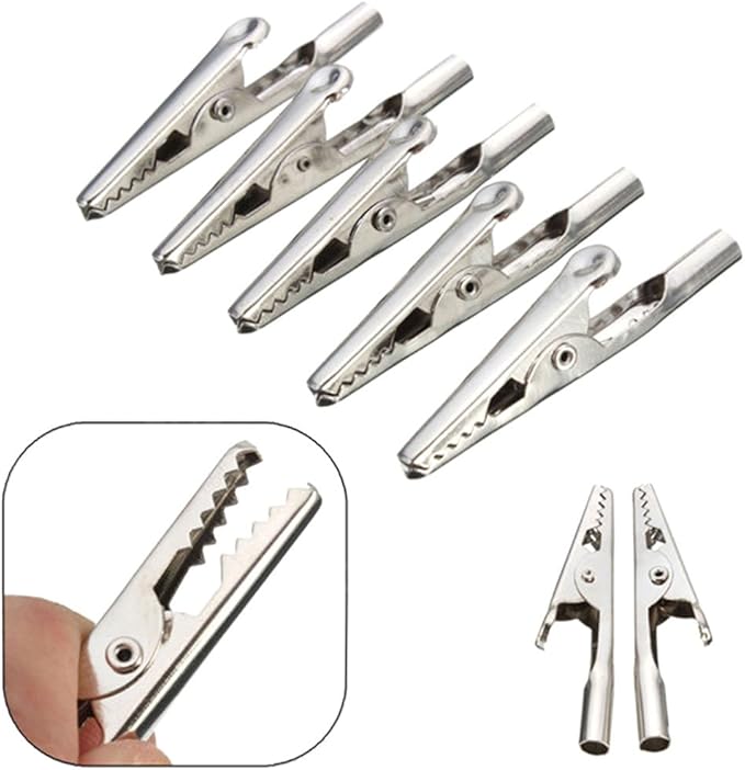 10Pcs/Lot 51mm Length Crocodile Clips Stainless Steel Screw Probe Fixing Test Alligator Clips Crocodile Clamps