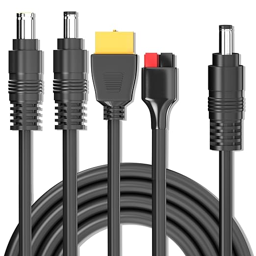 Goupchn 4-in-1 DC Adapter Extension Cable 6.56ft DC5521 to 45A Connector XT60 DC 5.5mm 8mm Connectors for Portable Solar Panel, Power Station