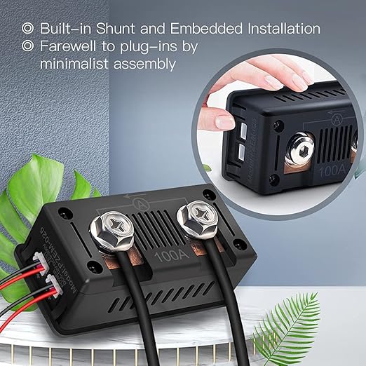DC Multifunction Battery Monitor Meter,0-300V,0-300A Built-in Shunt, Widely Applied to 12V/24V/48V RV/Car Battery, LCD Display, Digital Current Voltage Solar Power Meter, Multimeter Ammeter Voltmeter