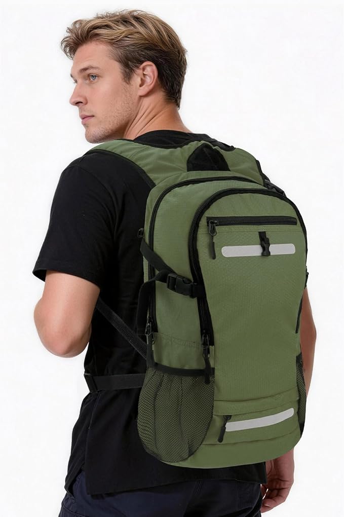 Zavothy 20L Multipurpose Hiking Backpack with 3L Water Bladder – Durable Hydration Backpack with Insulated Bladder Compartment, Hidden Helmet Holder & Rain Cover – for Hiking, Commuting, and Camping