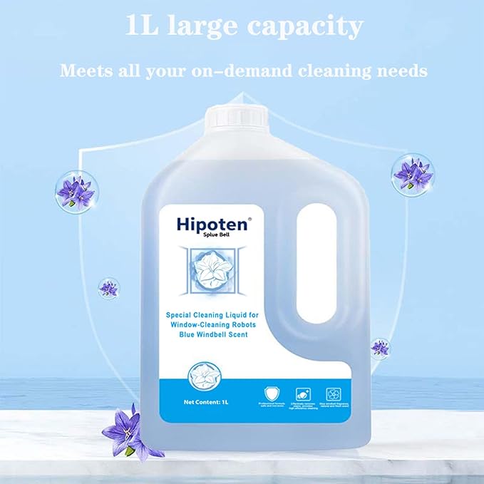 Window Cleaning Solution, 1000mL, Compatible with ECOVACS Winbot W1 PRO/W2 PRO OMNI/Winbot MINI, Window Glass Cleaner, Bluebell Scent