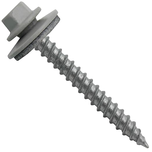 Metal ROOFING SCREWS: (250)12 x 2" ABC GRAY Hex ReGrip Sheet Metal Roof Screw. Sharp Point metal to wood siding screws. 5/8" EPDM washer
