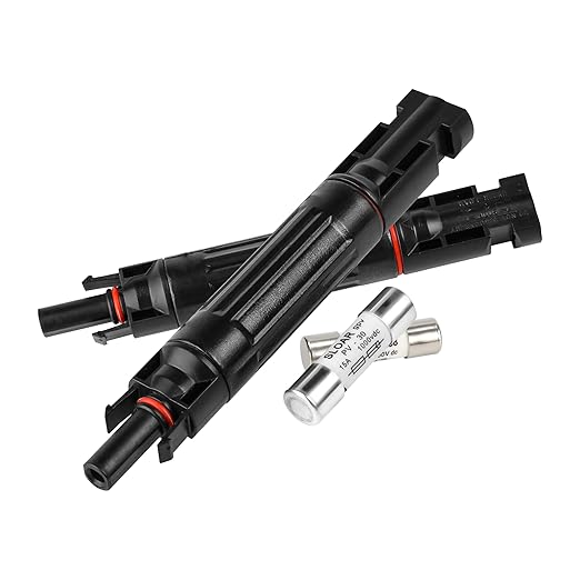 15A 1000V Solar Fuse IP67 Solar Fuse Holder Inline 2 PCS PV Panel String Fuse Male and Female Connector for Solar Pannel (Pack of 2)