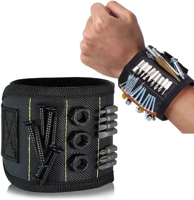 Magnetic Wristband Hardware and Tool Holder: Handy for Holding screws, nails, small parts and tools with an adjustable wristband Ideal for DIY projects, construction and various other tasks