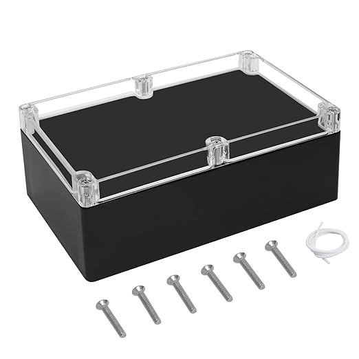 LeMotech Electrical Box Clear Cover Project Box IP65 Waterproof Junction Box ABS Plastic Case Universal Enclosure for Electronics, Black 9.0"x 5.9"x 3.1"(230x150x85mm)(Pack of 1)