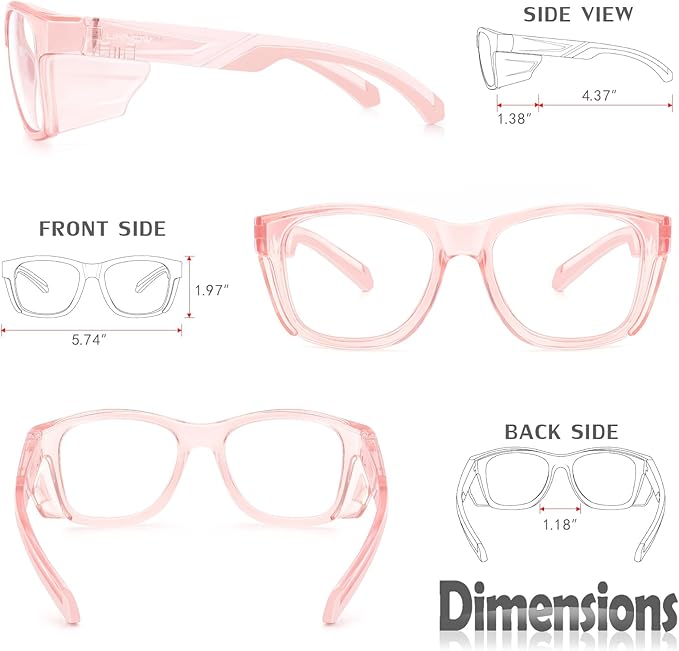 UKNOW Safety Glasses - Anti Fog Lenses - Eye Protection with Side Shields - ANSI Z87.1 Protective Eyewear - UV Protection