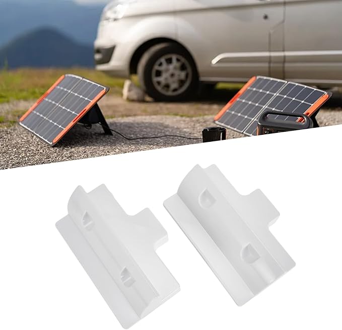 Adjustable Solar Panel Mounting Kit for RV, Caravan, Boat & Flat Roof – ABS Weather-Resistant Brackets with Wind Deflector, 2-Piece Set, No-Drill Installation(White.)