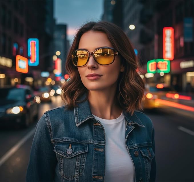 FEISEDY Classic Womens Night Glasses Driving Anti Glare Wrap Around Yellow Sunglasses B2548