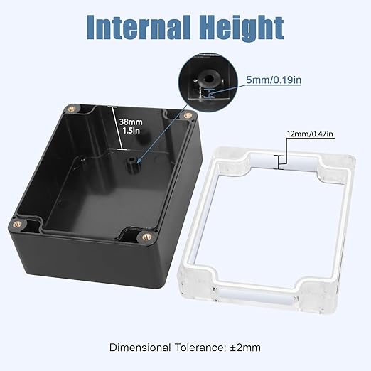 LeMotech Project Box ABS Plastic IP65 Waterproof Dustproof Electrical Junction Box with Clear Cover Outdoor Enclosure for Electronics, Black 4.5"x 3.5"x 2.1"(115x90x55mm)(Pack of 1)