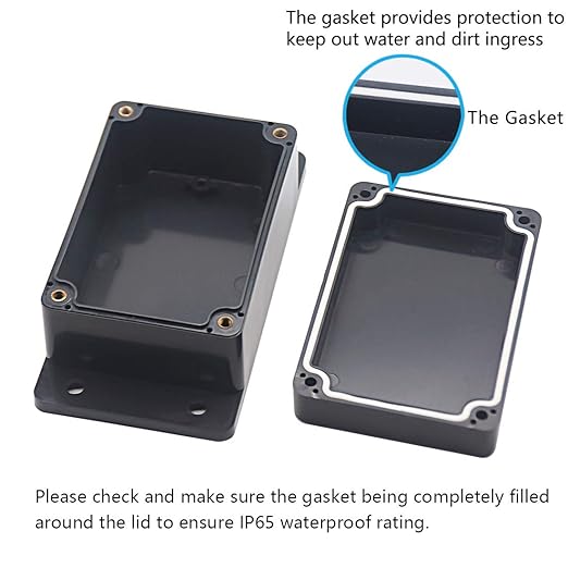 Zulkit Junction Box ABS Plastic Dustproof Waterproof IP65 Universal Electrical Boxes Project Enclosure with Fixed Ear Black 3.94 x 2.68 x 1.97 Inch (100 x 68 x 50 mm) (Pack of 2)