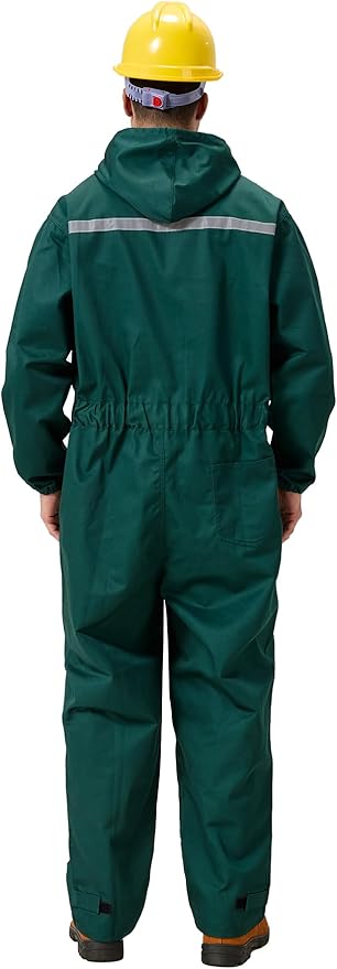 Mens Work Coveralls Mechanic Hooded Overall Workwear Jumpsuits Long Sleeve Hi Viz Coverall with Zippers