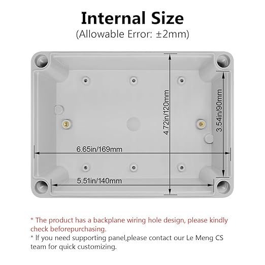 LeMotech Junction Box IP67 Waterproof Dustproof ABS Plastic Project Box for Electrical Outdoor Enclosure Gray 6.9 x 4.9 x 3 inch (175 x 125 x 75 mm)