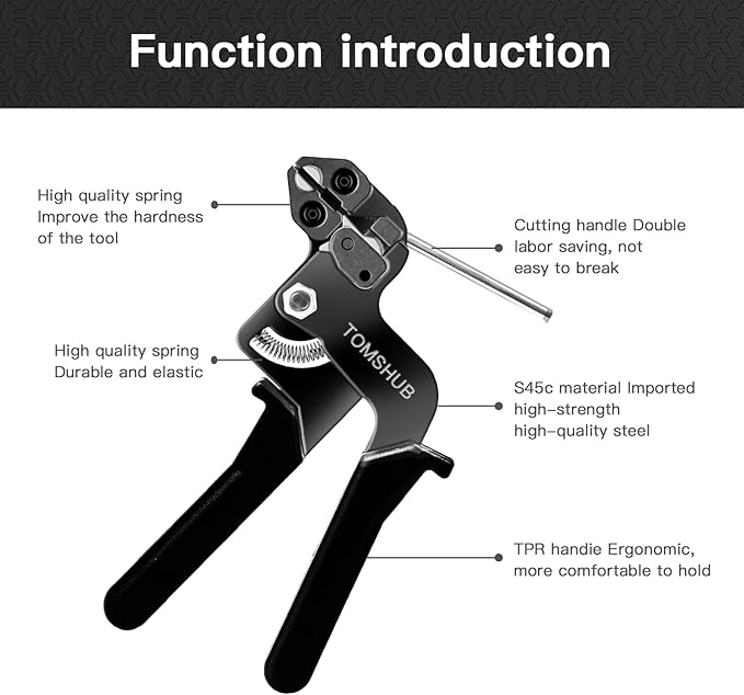 Stainless Steel Cable Tie Gun with 100 Pcs 11.8 inch Metal Zip Ties Tool, Heavy Duty Self-locking Cable Tie Gun Kit for Fastening and Cutting Fence Exhaust Pipe Outdoor
