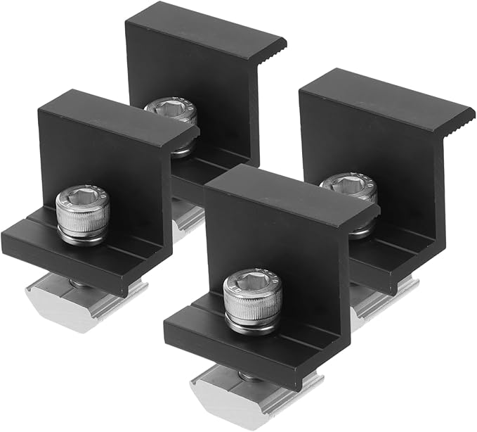 HEMOTON 4pcs Adjustable Aluminum Solar Panel Brackets for Ground Mounting Mid Clamps Enhanced Grip for Solar Panel Installation