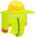 TCCFCCT Sun Shade, Full Brim Mesh Neck Sun Shield, High Visibility Visor Neck Protection and Bandana Headband Face Scarf, Hard Hat Accessories, 2 Packs, Yellow