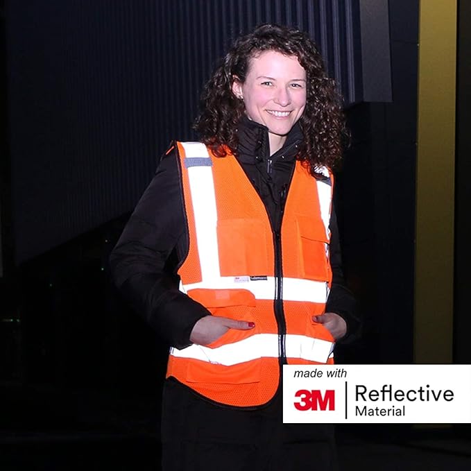 Salzmann Mesh Multi-Pocket Working Vest - Reflective Vest - Made with 3M Reflective Material
