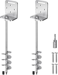 24'' Heavy Duty Ground Anchors Screw in 10mm Solid Steel with L Bracket for Trampoline Mobile Home Swing Set Shed Carport Earth Anchor Fence, 2.7" Helix Blade & Chrome Plated Finish, 2Pcs