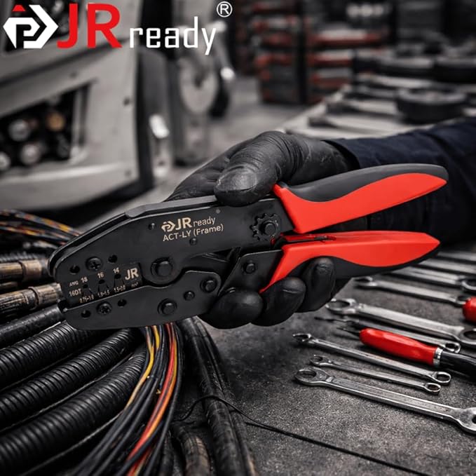 JRready Deutsch Crimp Tool ACT-LY-16DT with 2 3 4 6 8 12Pin DT Connector 1Kit 35Pairs Stamped Contacts, 3 PCS deutsch pin removal tools ST6341-16DT