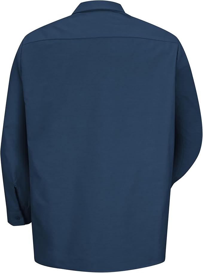 Red Kap Men's Long Sleeve Industrial Work Shirt | Moisture Wicking Button Up, Wrinkle Resistance Fights Fading & Stains