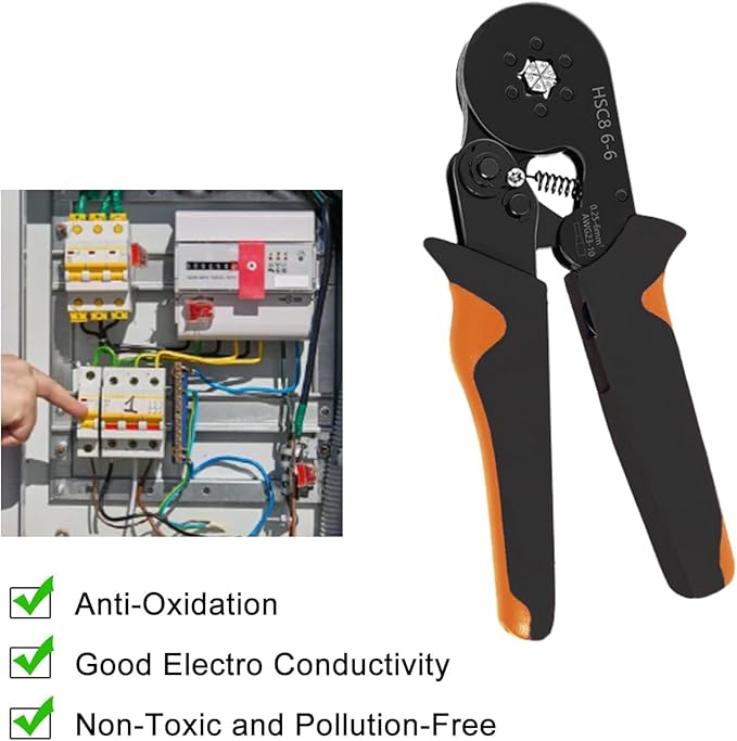 201PCS Ferrule Crimping Tool Kit, AWG23-10 Self-adjustable Ratchet Wire Crimping Tool Kit Crimper Plier Set with 200PCS Wire Terminals Crimping Connectors Wire End Ferrules Terminals