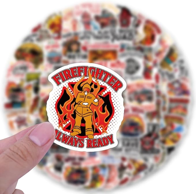 123Pcs Funny Firefighter Stickers - Fireman Stickers & Decals for Hard Hat - Funny Firefighter Hard Hat Gifts