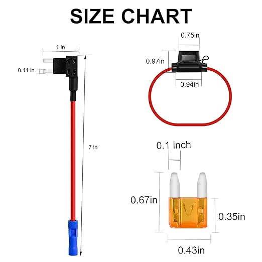 MuHize Mini Fuse Tap Kit Add-a-Circuit, Upgraded Inline 5 Pack 16AWG Fuse Holders, Fuses Taps with 120 Pack Fuses(2A/3A/5A/7.5A/10A/15A/20A/25A/30A/35A) for Automotive