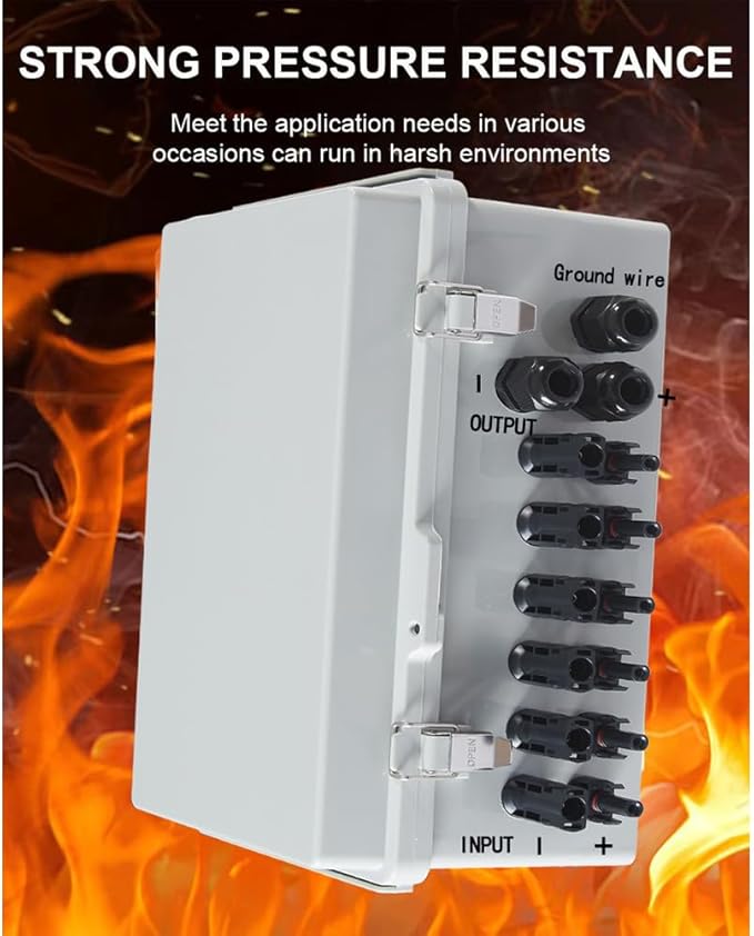 Combiner Box for Solar Panels Pv Combiner Box Solar Combiner Box with 6 String 15A Rated Current Fuse Surge Protective Device and 63A Air Circuit Breaker for On/Off Grid Solar Panel System