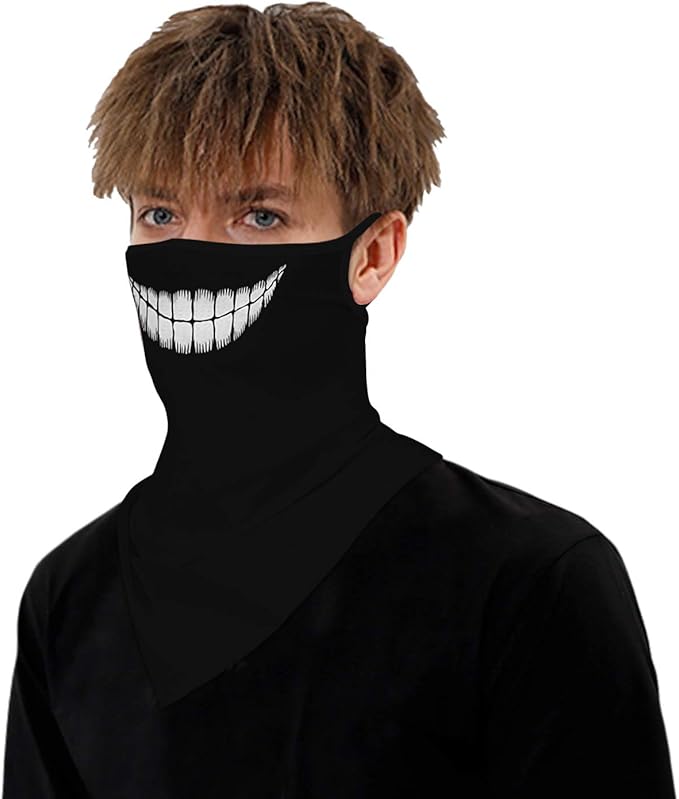 YAYOUREL Neck Gaiter Face Mask Bandanas for Men Women UV Face Scarf Cover Ear Loop Hole Facemask for Fishing Running Cycling