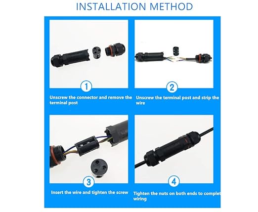 Cable Connector Waterproof IP68 3-Pole for 1-13 mm Cable Diameter, 2 Pieces Junction Box, Outdoor Underground Cable, Junction Box, Street Landscape Lights, Cable Sleeve, Connection Box