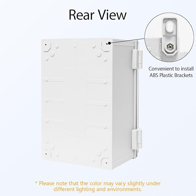 Junction Box, IP65 Waterproof Dustproof ABS Plastic Enclosure, Outdoor and Indoor Project Box Hinged Clear Cover with Mounting Plate Wall Brackets, Outer Dimension 11.8"x 7.9" x 7.1", Grey