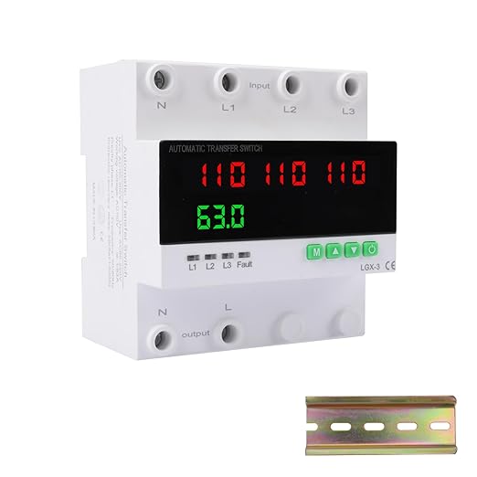 63A 110/120V Triple Power Automatic Transfer Switch,Automatic Switching Between Utility Power、Generator and Inverter,Overcurrent Protection,Overvoltage and undervoltage Protection