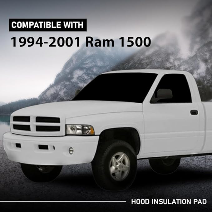 G-PLUS Hood Insulation Pad w/ Clips Compatible with Dodge Ram 1500 1994-2001/Not Fit Durango Or Dakota/Not Fit for Diesel