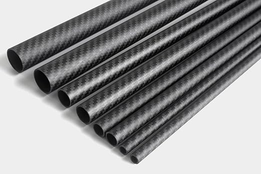 2pcs 25mm Carbon Fiber Tube 25mmx23mmx500mm,500MM Length,3K Roll Wrapped Twill Matte Finish