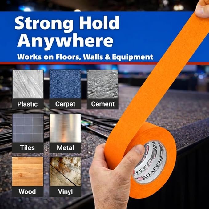 Gaffer Power Proudly Made in The USA, Real Professional Grade Gaffer Tape, Heavy Duty Gaffers Tape, Non-Reflective, Multipurpose. 2 Inches x 30 Yards, Fluorescent Orange