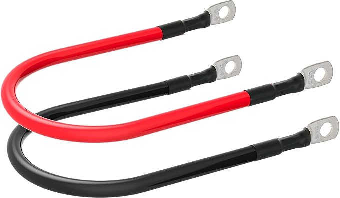 6 AWG Battery Cable 6AWG Gauge Battery Inverter Cables for Automotive Solar Marine Boat RV Car Motorcycle (6 AWG, 9in, 5/16")