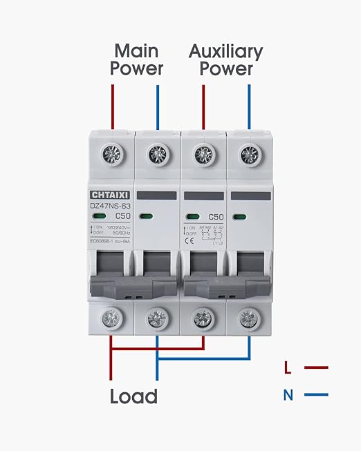 Manual Transfer Switch, 32 Amp 120V/240V AC Dual 2-Pole DIN Rail Mount RV Transfer Switch, Single-Side Interlock Circuit Breaker MTS D2P C32