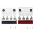 Bus Bar 12V-48V 600A Copper Busbar Distribution Blocks with 4X 3/8" Posts Terminals Powerbar, Heavy Duty DC Battery Junction Blocks 600 Amp for Car RV Truck Boat Solar Marine, Red&Black 2 Pack