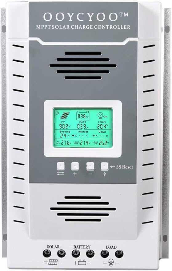 MPPT Charge Controller 80 amp 12V/24V Auto, 80A Solar Panel Charge Regulator with Blacklight LCD Display Max 100V for Lead-Acid Sealed Gel AGM Flooded Lithium Battery