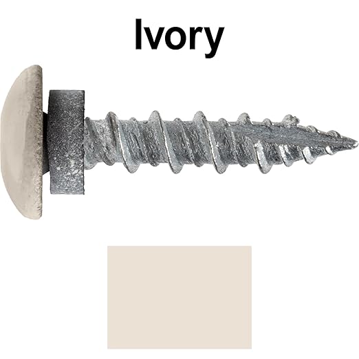 10 x 1 Ivory - Low Profile Star Head Roofing Screws - HI-LO Thread - Metal to Wood - T25 Torx Drive Head - EPDM Washer. 1 x 250 Count Bag - 250 Screws