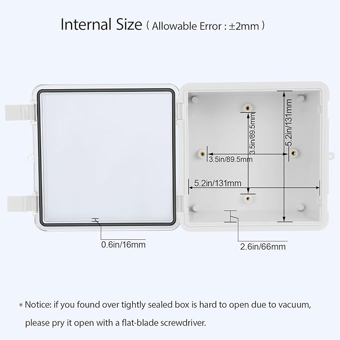 ABS Plastic Dustproof Waterproof IP65 Junction Box Hinged Shell Universal Electrical Project Enclosure Gray, with PC Transparent Clear Cover 5.9 x 5.9 x 3.5inch(150 x150 x90mm), 2 Pack