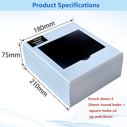 30A Generator Transfer Switch, Manual Transfer Switch 120/240V 7500W Capacity Tailor-Made for Portable Generator. 30A 3P Dual Power Manual