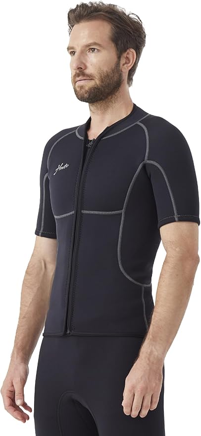 Hevto Men Wetsuit Tops and Vest 3/2mm Neoprene Jacket Surfing Swimming Front Zip Wet Suit for Water Sports
