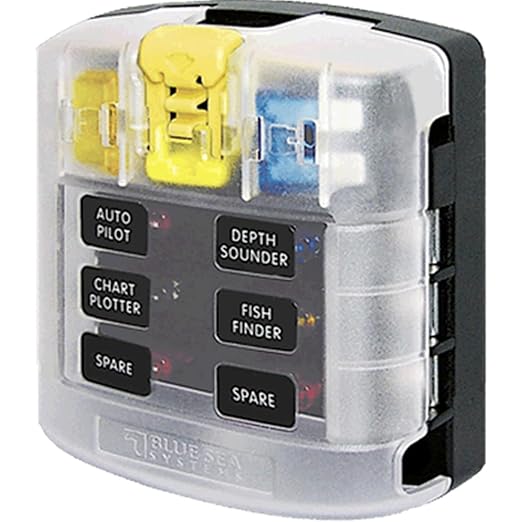 Blue Sea Systems 5028 ST Blade Fuse Block 6 Circuit with Cover, 100 Amps